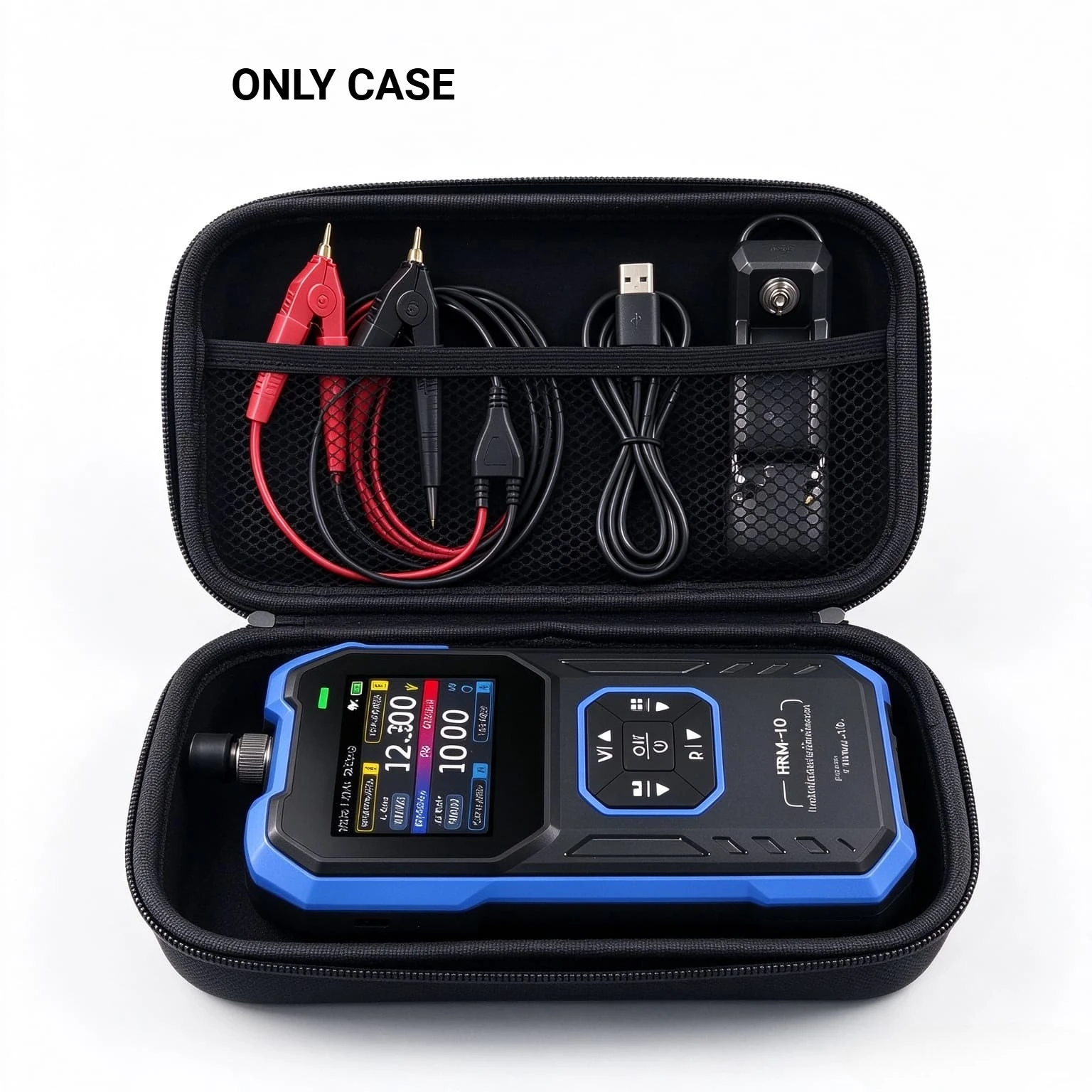 Portable EVA Protective Case for FNIRSI HRM-10 Resistance Meter, Shockproof Storage Bag for Tester Main Unit, Probes and USB-C