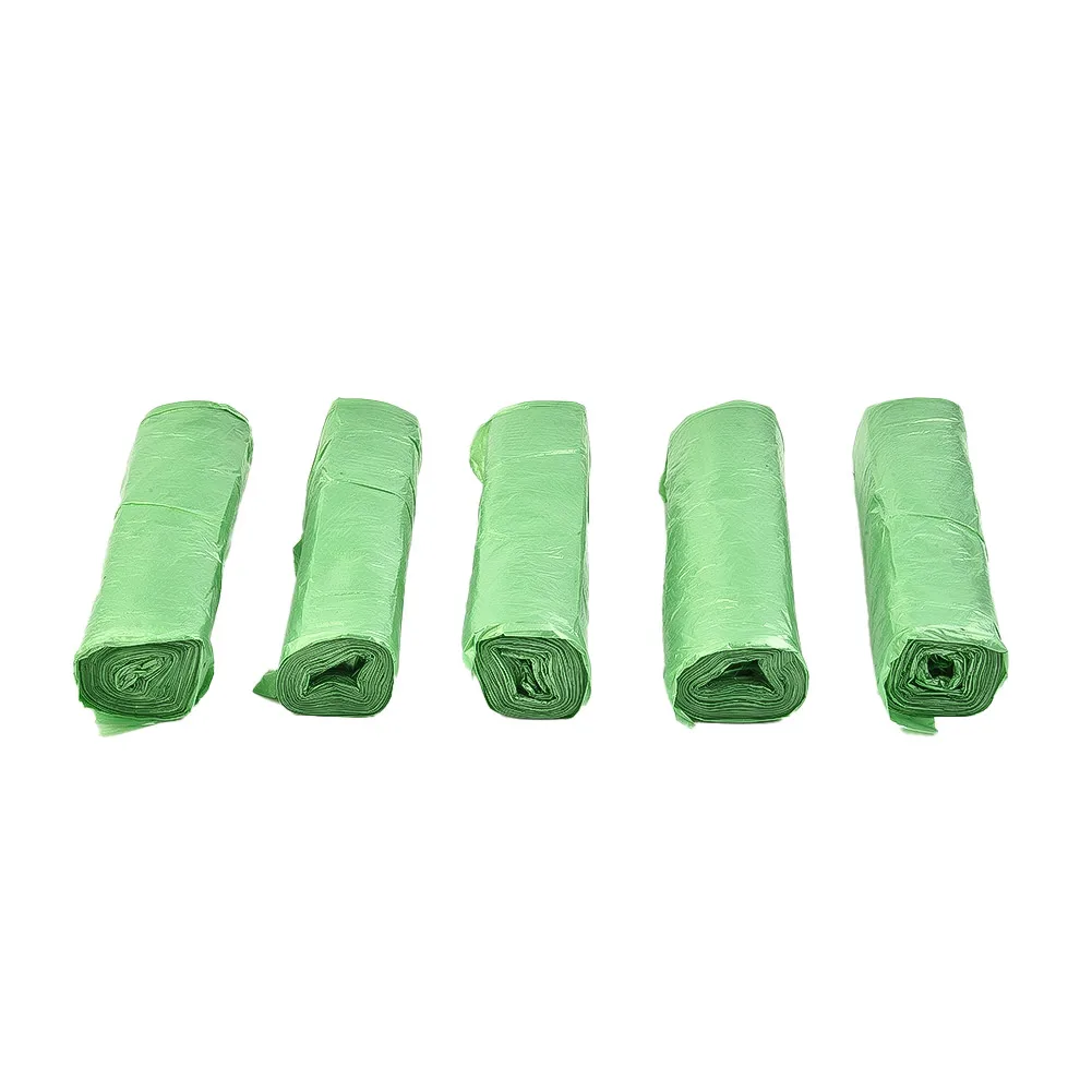 45*45cm Biodegradable Bags 5 Rolls 75 Pcs For Camping Festival Toilet Home Clean Composting Green Maximum Load 10kg PE