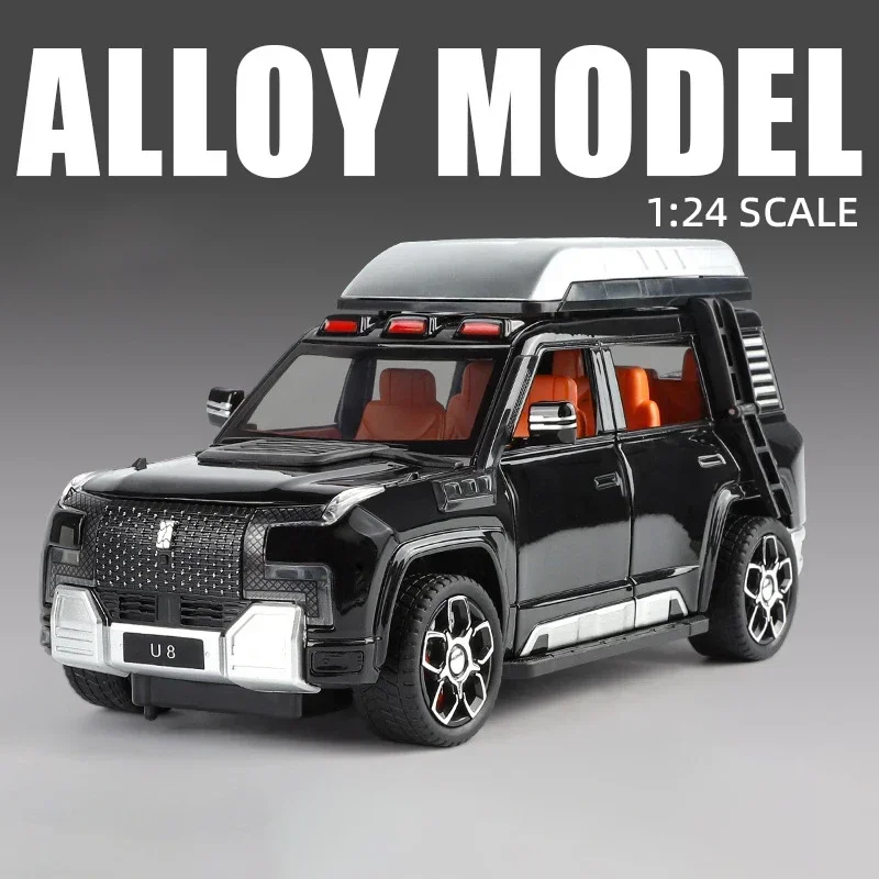 

1:24 BYD Look UPAT U8 SUV Alloy Die Cast Toy Car Model Sound Light Children's Toy Collectibles Birthday gift