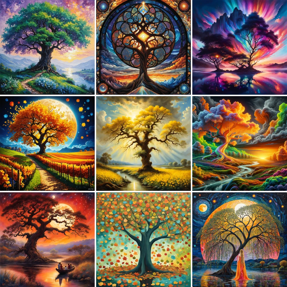 Fantasy Tree Printed 11CT Cross-Stitch Set Embroidery DMC Threads Needlework Painting Handicraft Craft Magic Room Decor Counted