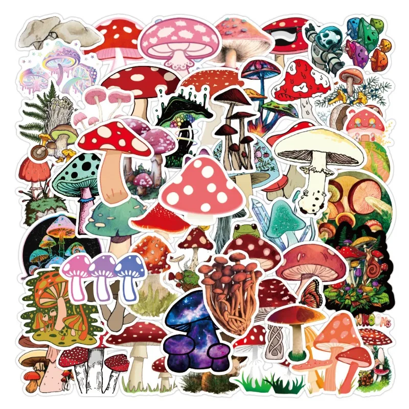 50 Stück Cartoon personalisierte Pilz kreative Graffiti Dekoration Aufkleber