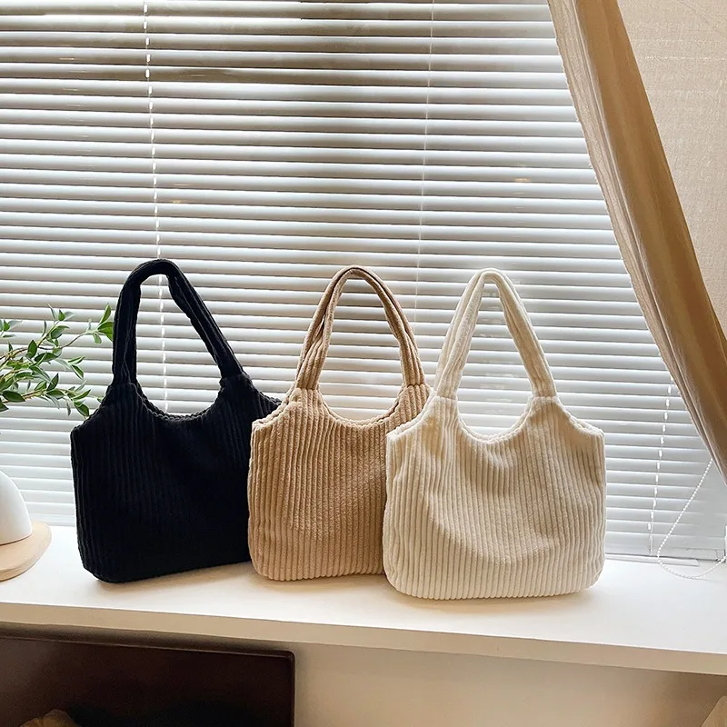 

Corduroy Large Capacity Tote Bag Fashion Korean Version Casual Fashion Canvas Handbag Simple Single Shoulder Women's Bag