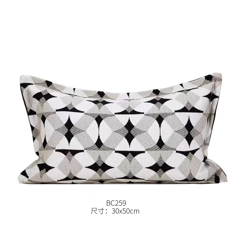 High-end light luxury one-sided plush checkered pillow cover with embroidered golden leopard pattern for living room and bedroom