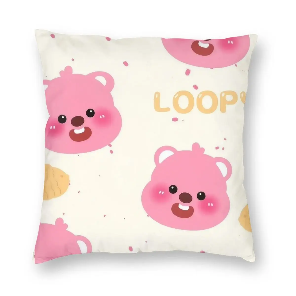 Kawaii Loopy Cartoon Beaver Pillowcase Printing Polyester Cushion Cover Decor Cute Throw Pillow Case Cover Bedroom Square 40X40