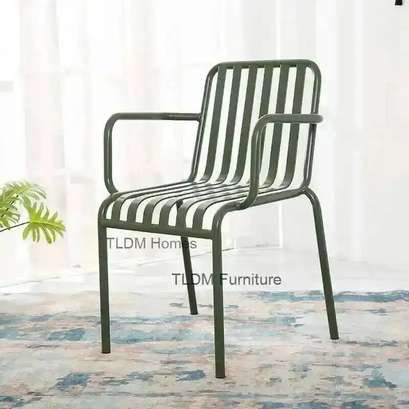 

Iron Dining Chair Outdoor Table and Chair Combination Courtyard Balcony Milk Tea Wrought Shop Cafe Leisure Chair L