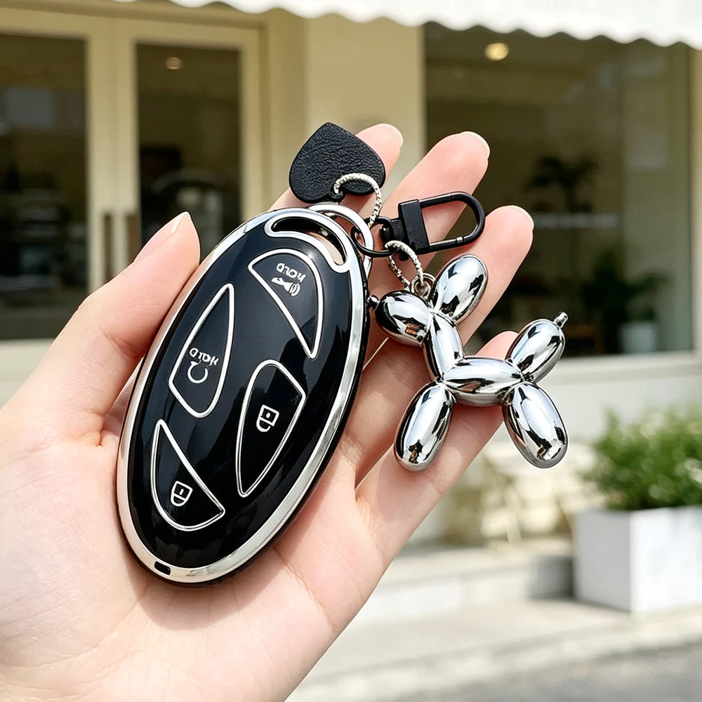 5 Buttons TPU Car Remote Key Case Cover for Hyundai IONIQ 6 New Grand Prix GN7 Kona Protected Keychain Fob Auto Accessories