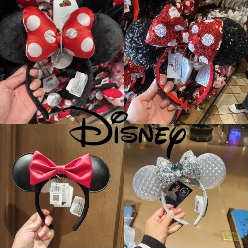 

100% натуральная периферия для персонажей Диснея, Минни, волна, серия с подсветкой, бабочка, вуаль, обруч для волос, праздничный подарок для девочек, подарки на вечеринку, игрушки