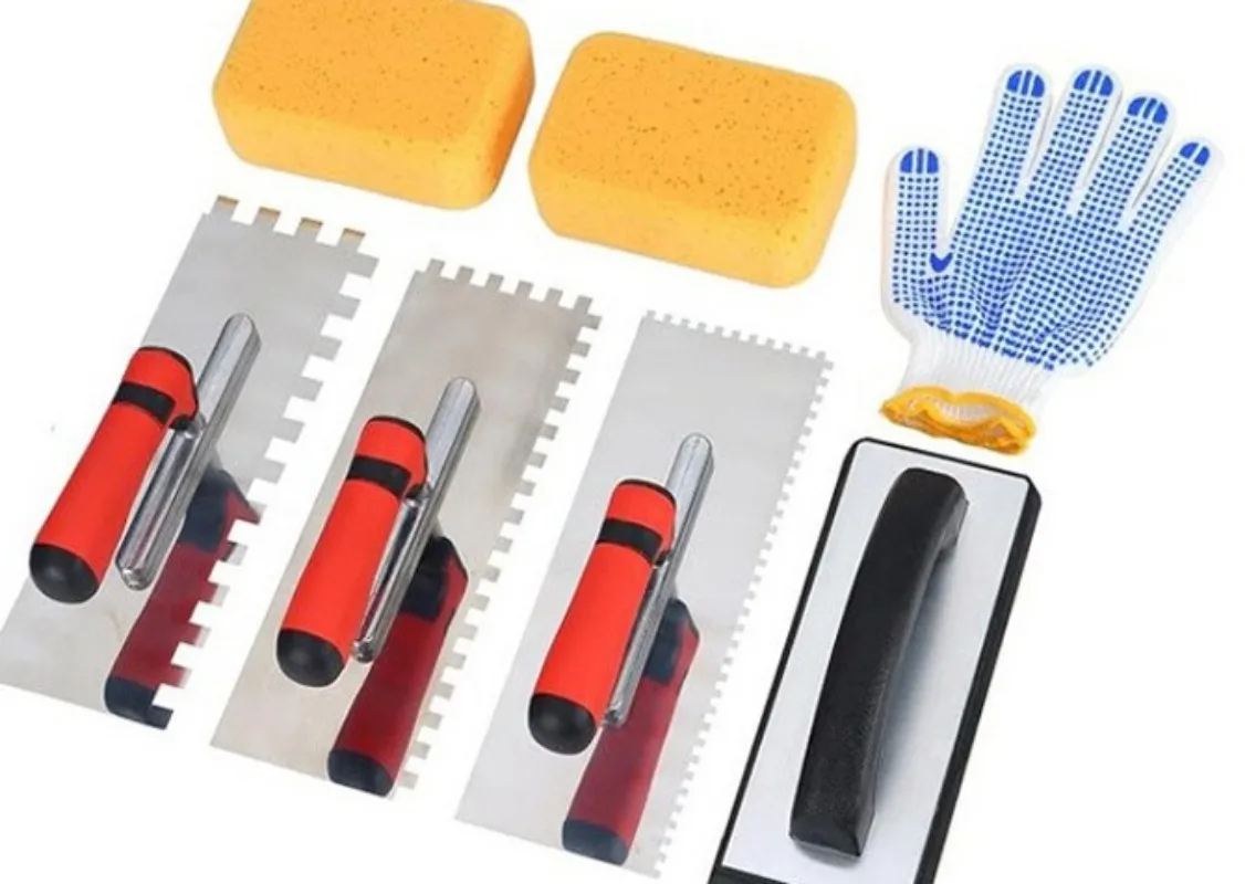 Construction hand tools, stainless steel plastering set, batch wall tiles with teeth plastering