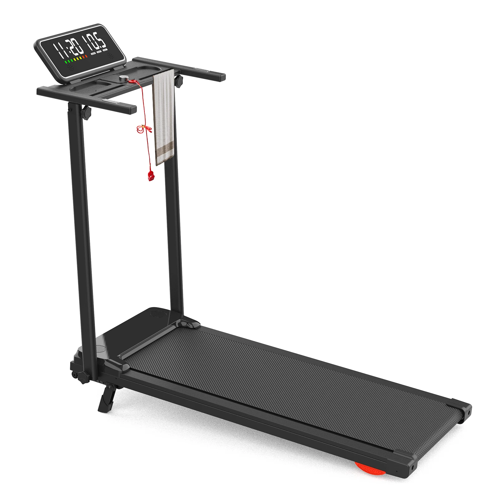 Real Time Tracking Foldable Electric Treadmill Portable Walking Pad Running Machine with LED Monitor for Home Office Fitness