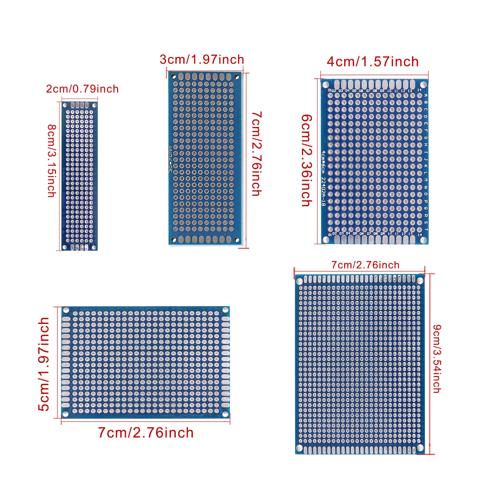5/10PCS Double Sided PCB Prototype Board 2x8cm 3x7cm 4x6cm 5x7cm 7x9cm Blue Universal Printed Circuit Board DIY Electronic Kit