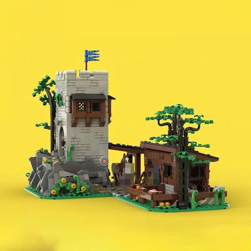 

MOC Lion Knight Archery Range - Small Particle Assembled Building Block Toy, Medieval Building Castle Model