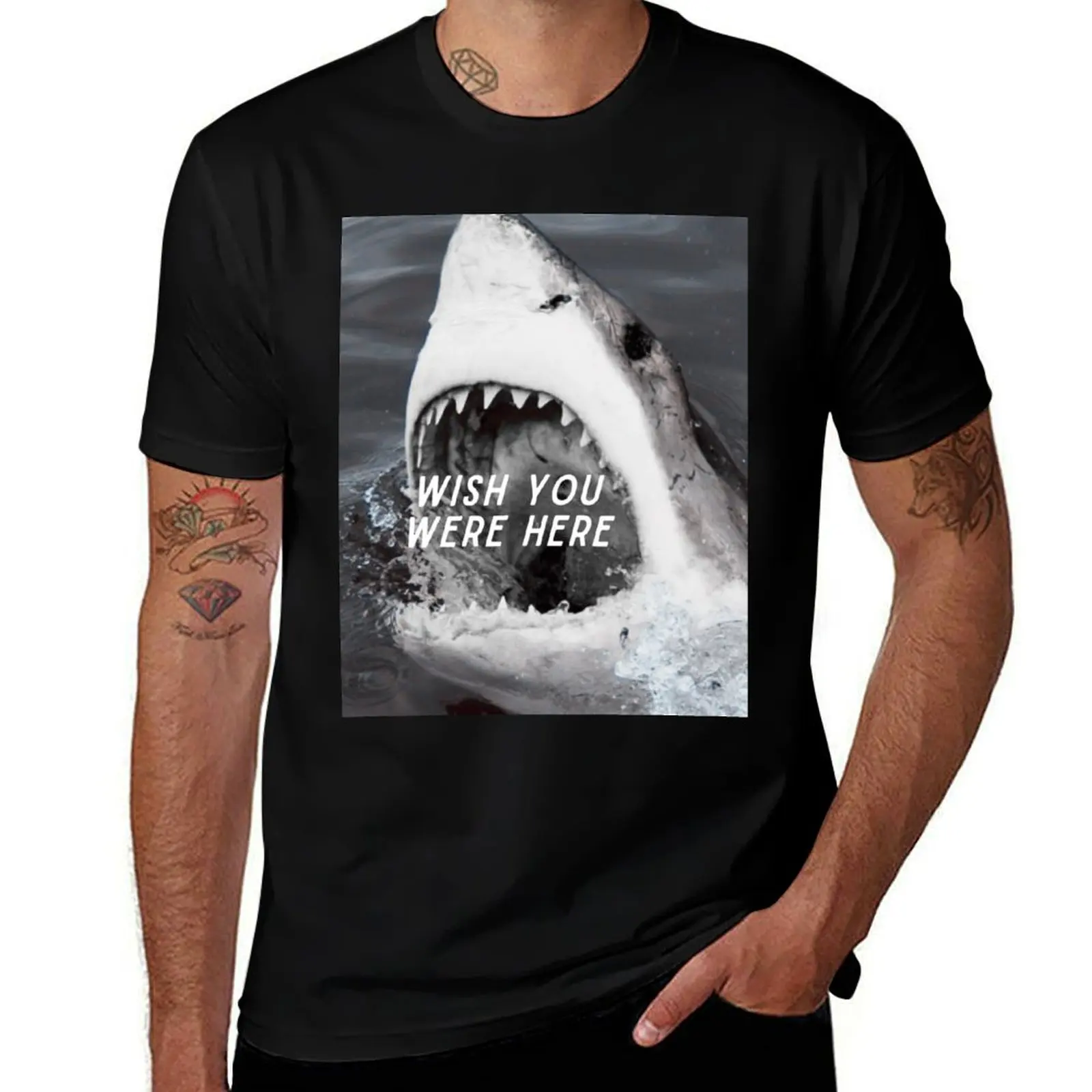 

quality man cotton T-Shirt t man t cotton casual shirts shark shirt t T-Shirt high shirt White