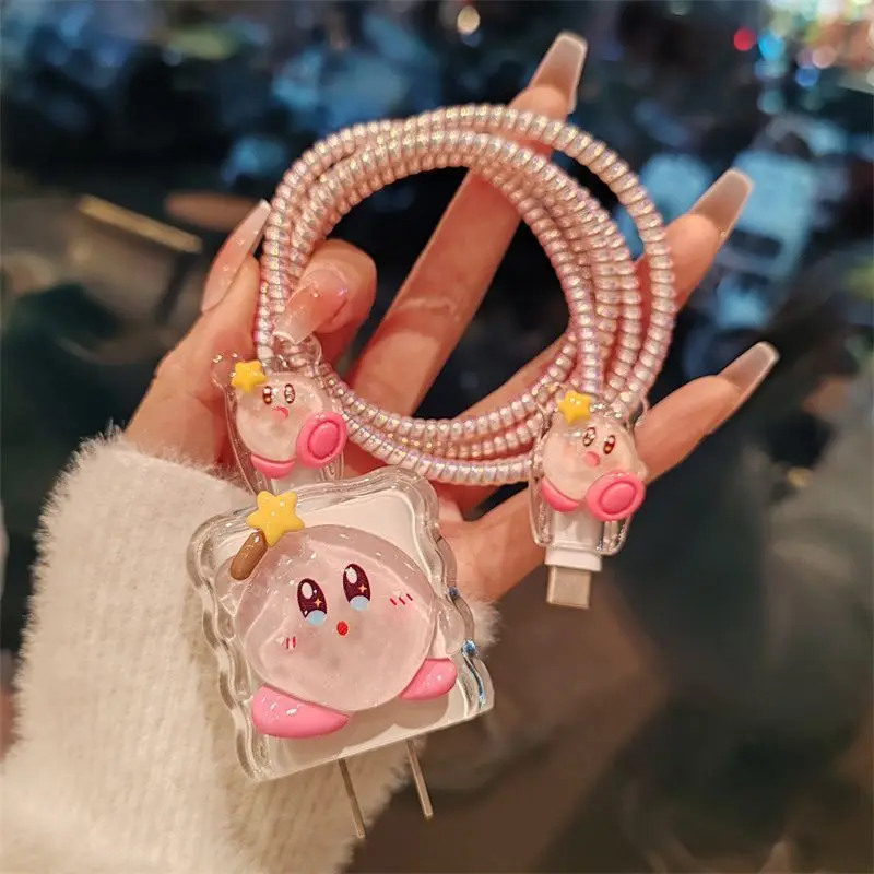 Kawaii Kirby Star Data Cable Protector for IPhone 18W 20W Cartoon USB Charging Cable Case for Apple IPhone Data Cable Cover