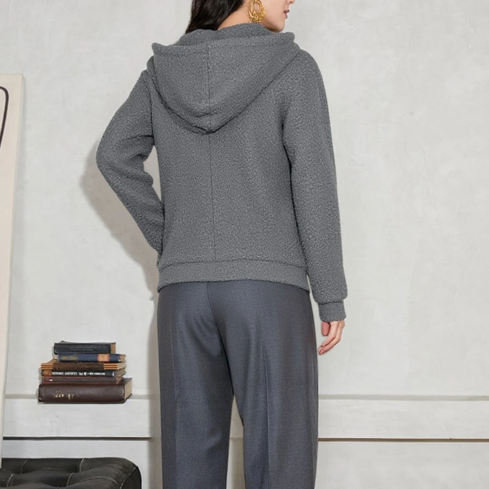 Podzimní zimní teplá bunda z polar fleecu pro ženy s kapucí 2025 ležérní dámská mikina na zip kabát měkký fleecový dámský kabát - náhled 5