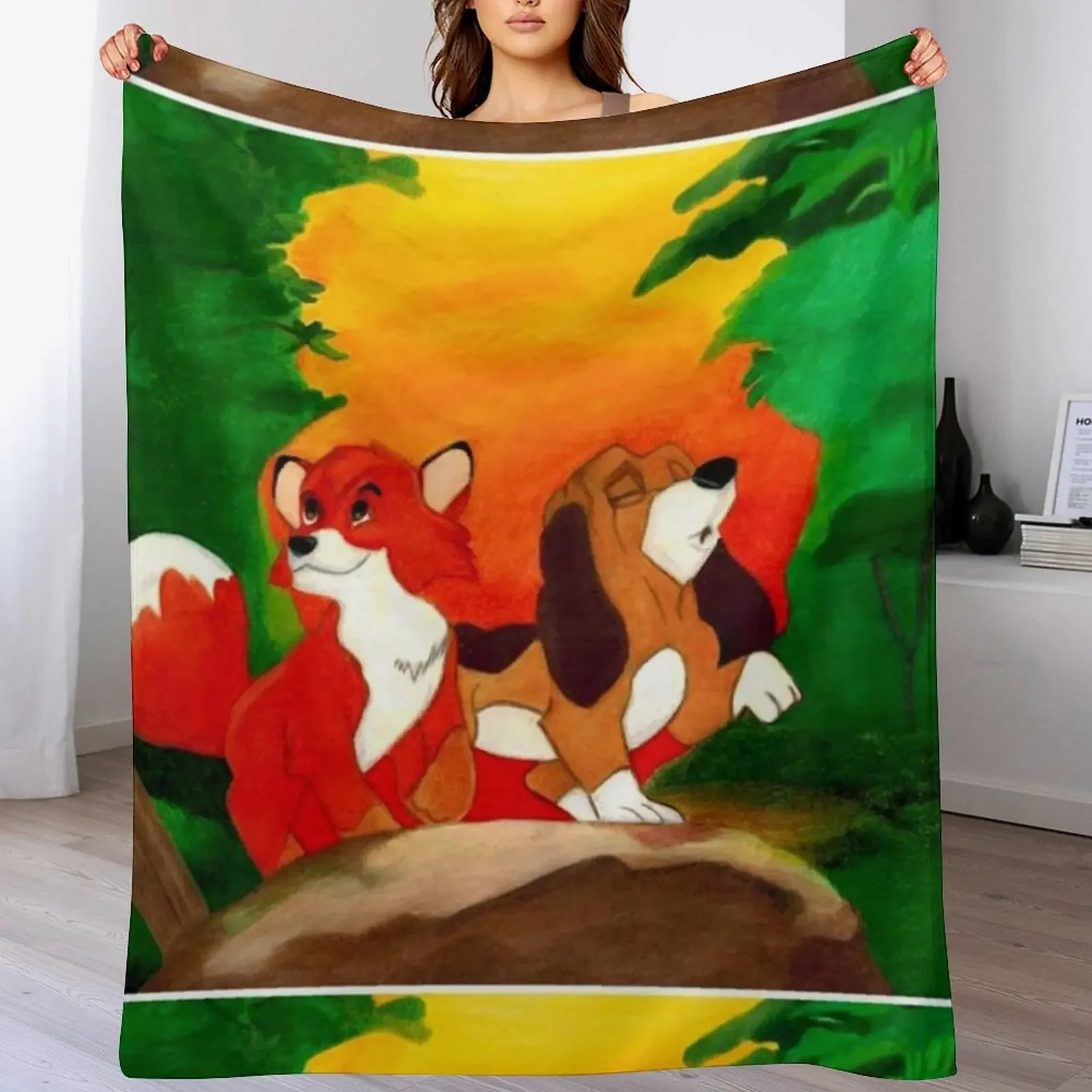 

A Fox and Hound Throw Blanket Cozy Throw Blanket Birthday Gift for Him Her