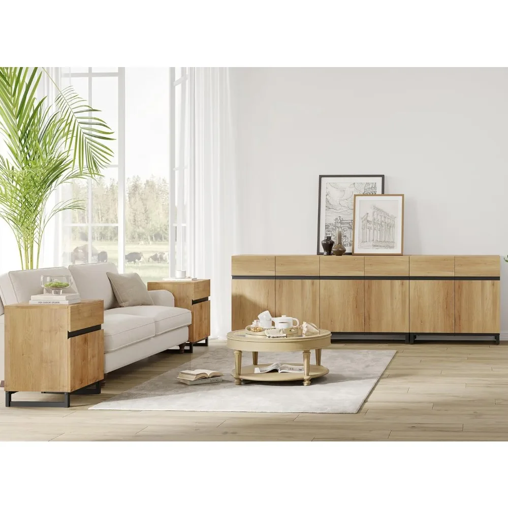 طاولة نهاية على طراز المزرعة الريفية مع درج وخزانة تخزين، تتميز ببابين مفتوحتين #6