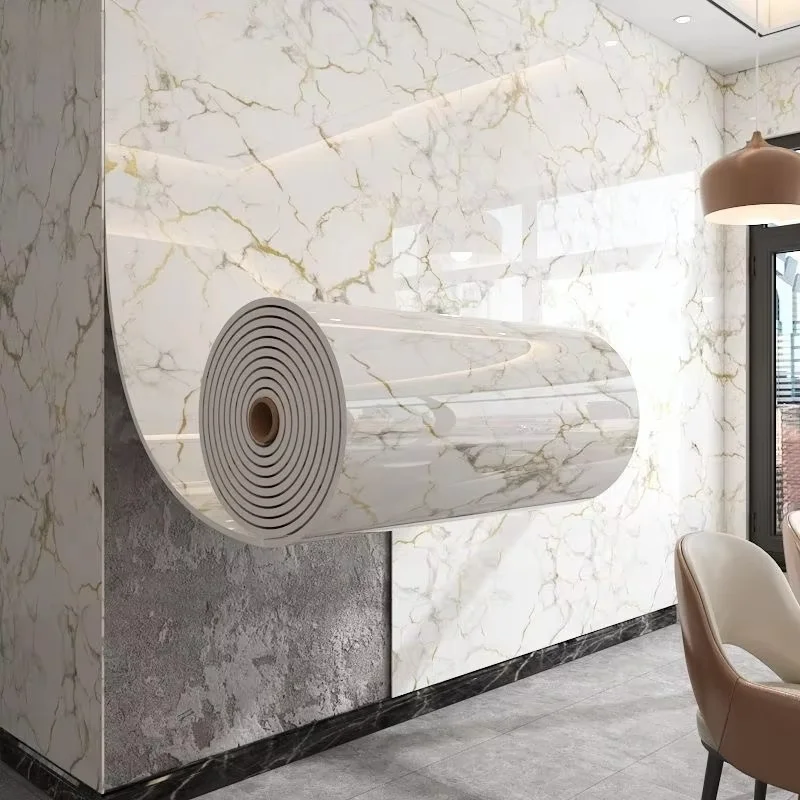 Thick Foam Marble Imitation Tile Peel and Stick Wallpaper Waterproof Self Adhesive Wall Stickers Bedroom Decoration
