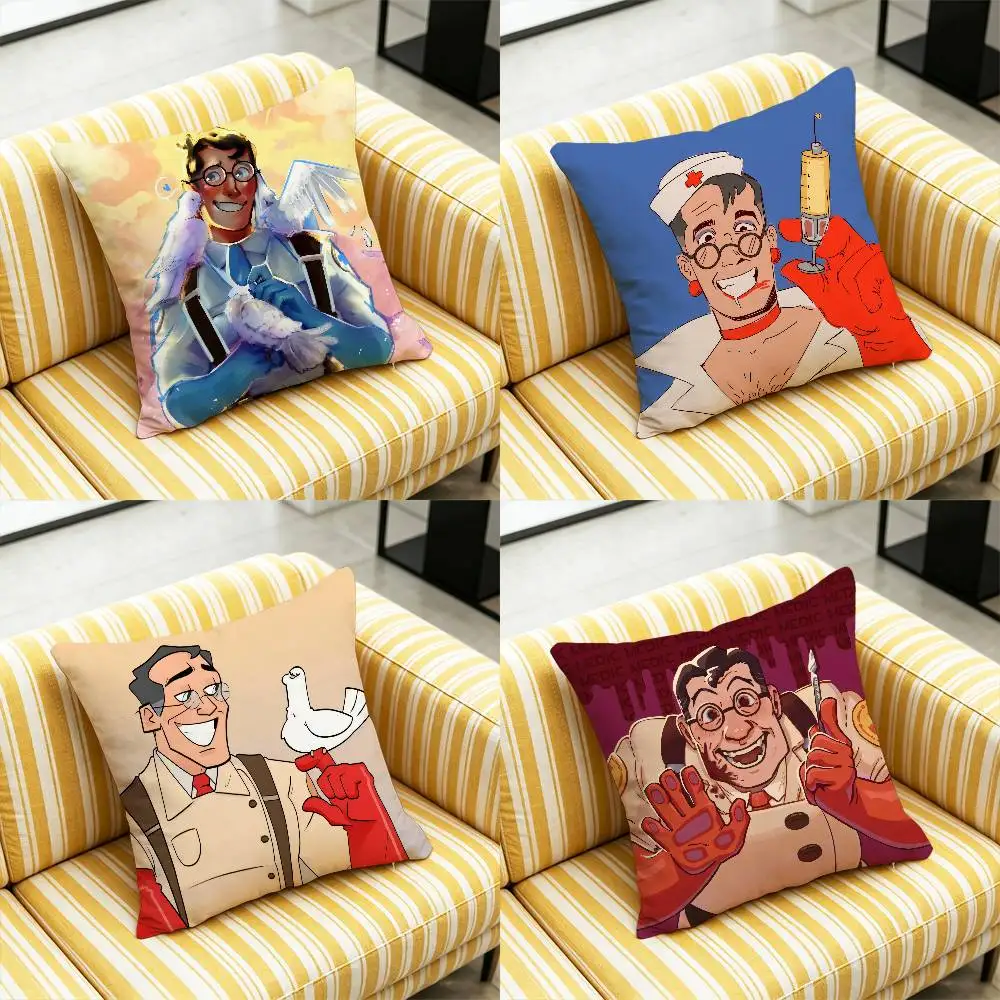 For Team Fortress 2 TF2 Medic Throw Pillow Case 45cm 60cm 40cm Decoration Bed Custom Square Pillowcase Pad Cover