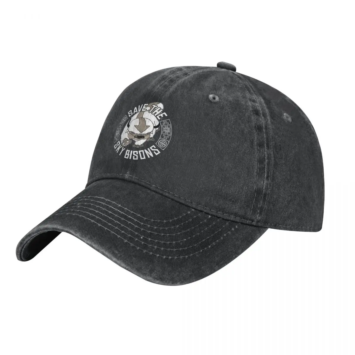 Save The Sky Bisons With Bison Head Baseball Cap Men Women Distressed Denim Washed Sun Cap Avatar The Last Airbender Caps Hat