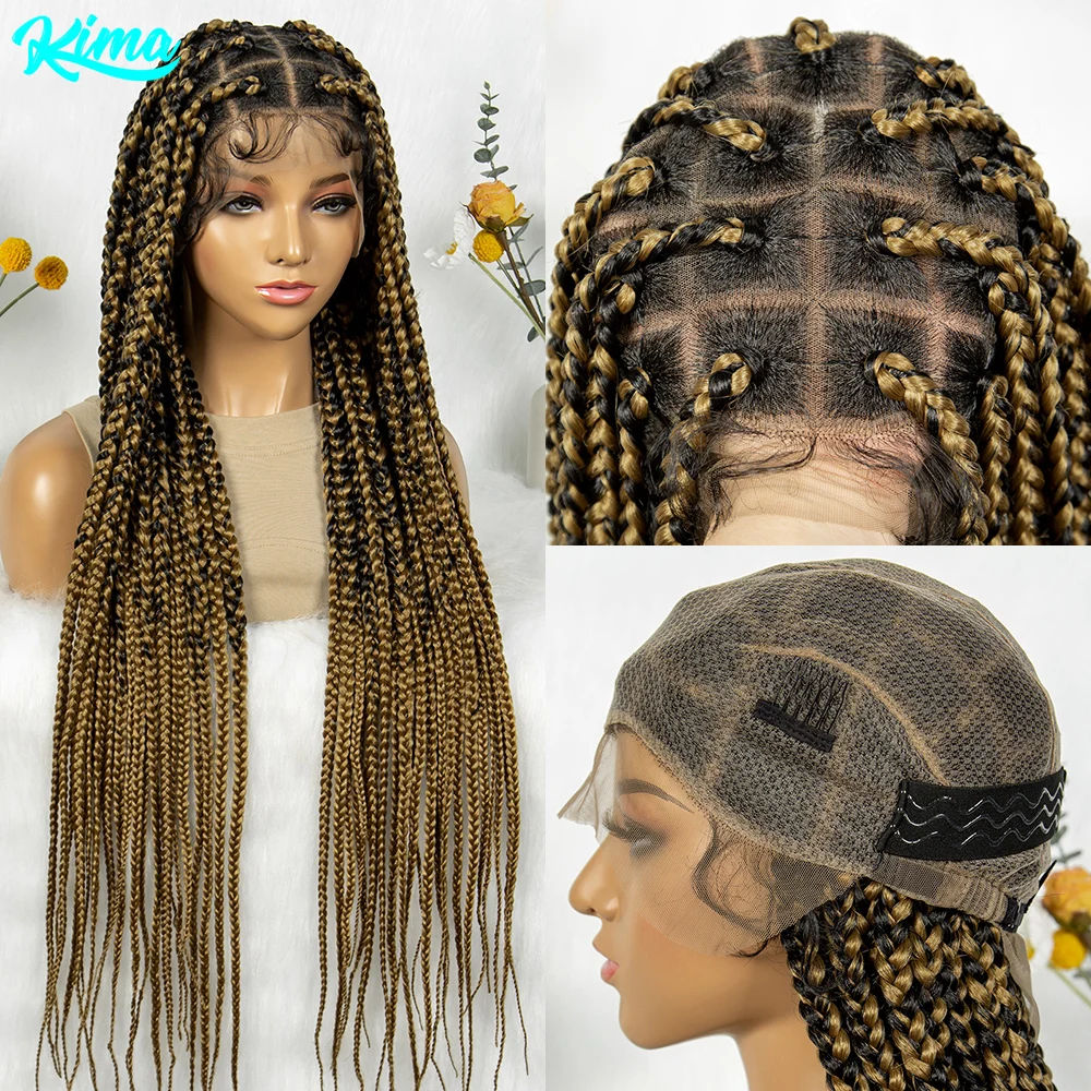 Kima Full Lace Front Braided Wigs Synthetic Jumbo Box Braided Wig Goddess Braiding for Black Women