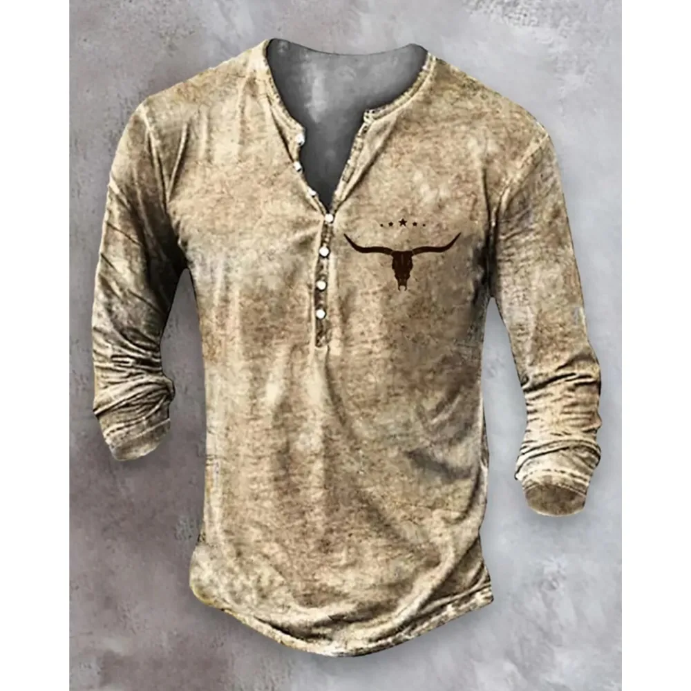 Brújula 3D Vintage con botones y cuello en V, camiseta gótica de manga corta para hombre, Top de gran tamaño, ropa de calle Punk, camiseta española brasileña
