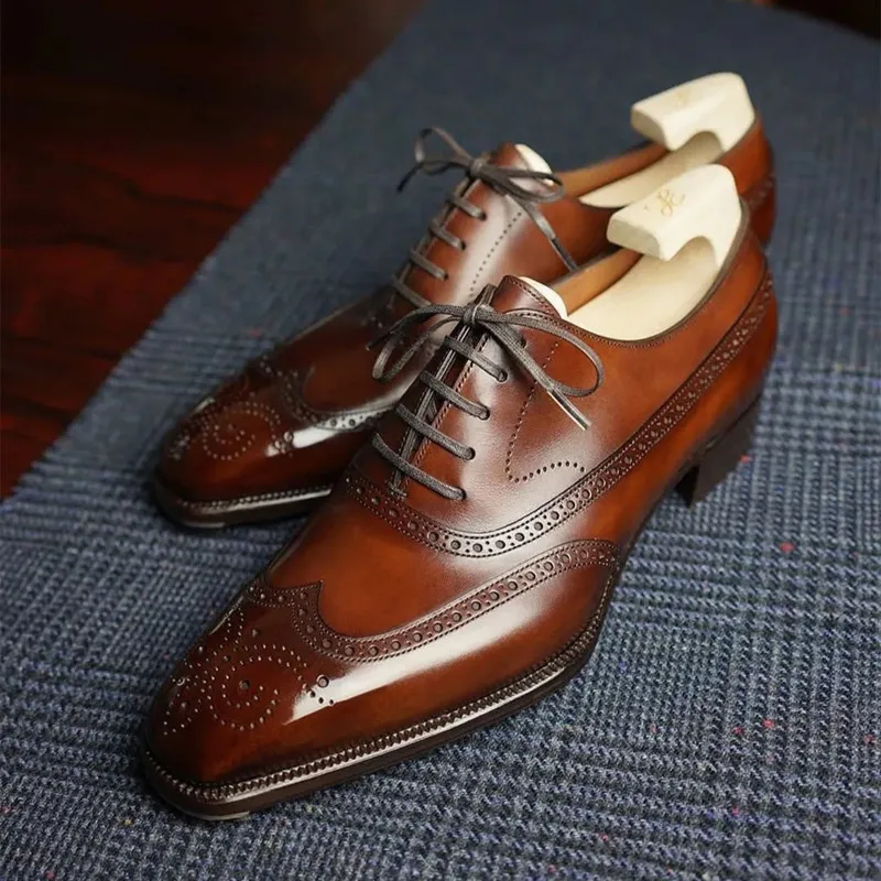 Chaussures Oxford classiques faites à la main pour hommes, Parker pointu, dentelle confortable, non ald, affaires, marron, noir