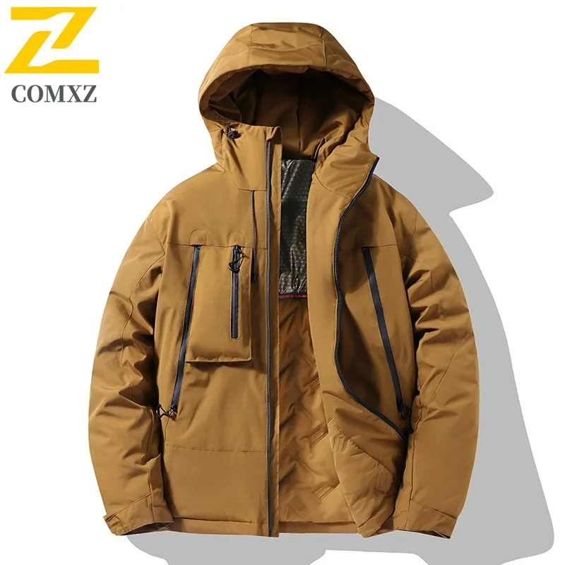 

COMXZ 2025 Мужская и женская зимняя графеновая водонепроницаемая куртка-пуховик с капюшоном в корейском стиле, спортивная спецодежда на открытом воздухе, теплое тактическое пальто