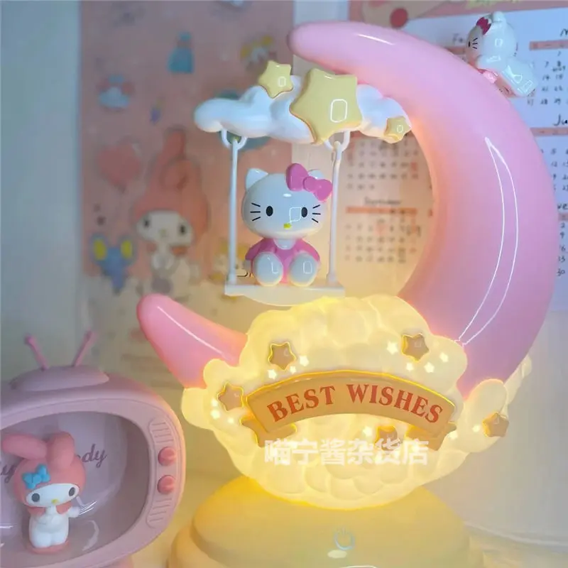 

Anime Sanrio Hello Kitty Kuromi Figure Night Light Model Toy Cartoon Decorate Desktop Ornament Christmas Gifts for Girls