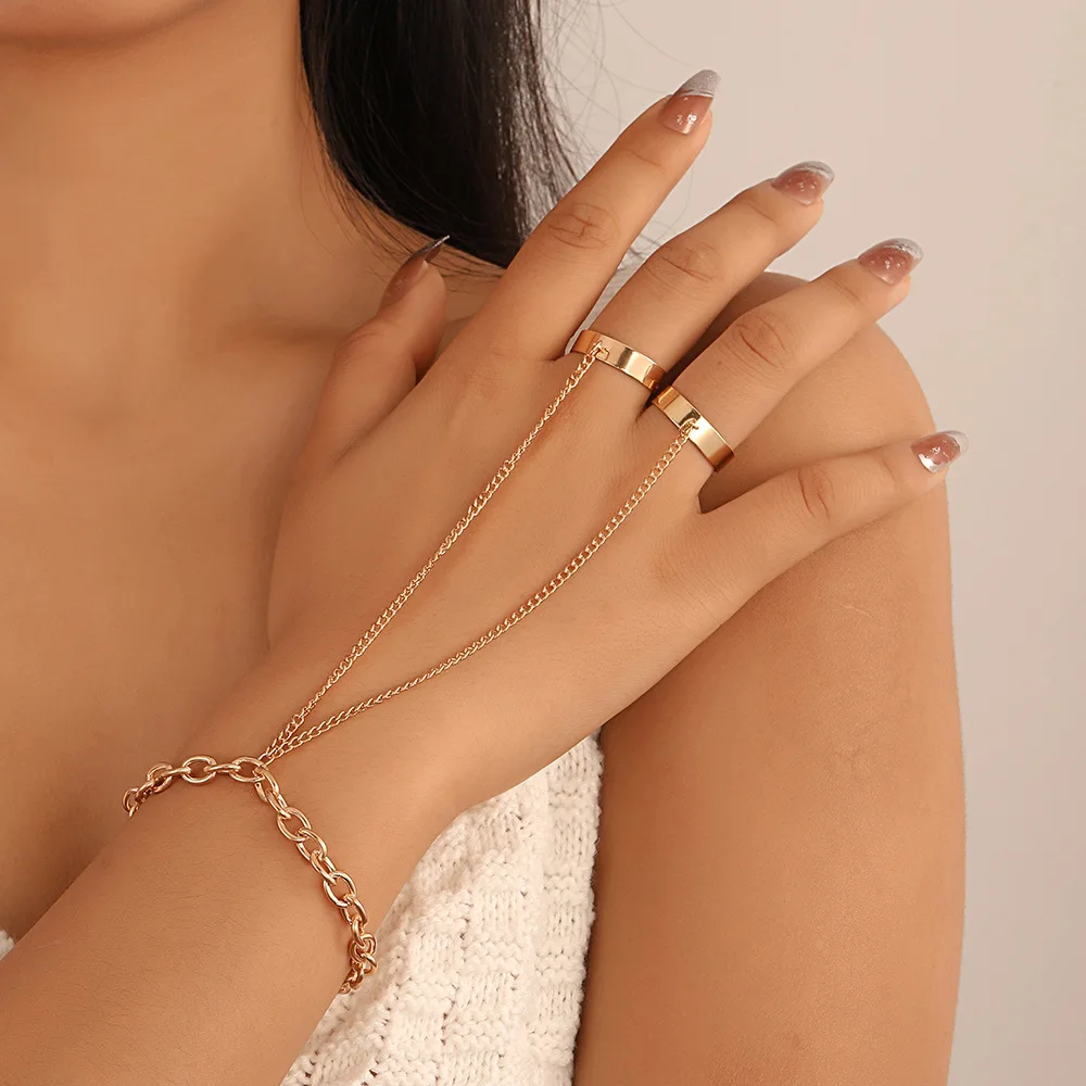 New Popular Pearl Chain Ladies Wrist Bracelet Butterfly Ring Set Creative Simple Fashion Party Jewelry Gifts
