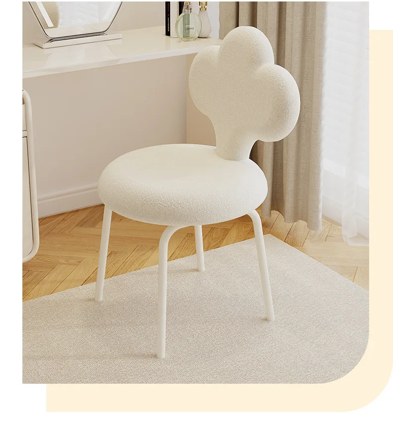 

Modern small household bedroom dressing chair simple cream wind lamb down clouds dining chair nail salon armchair