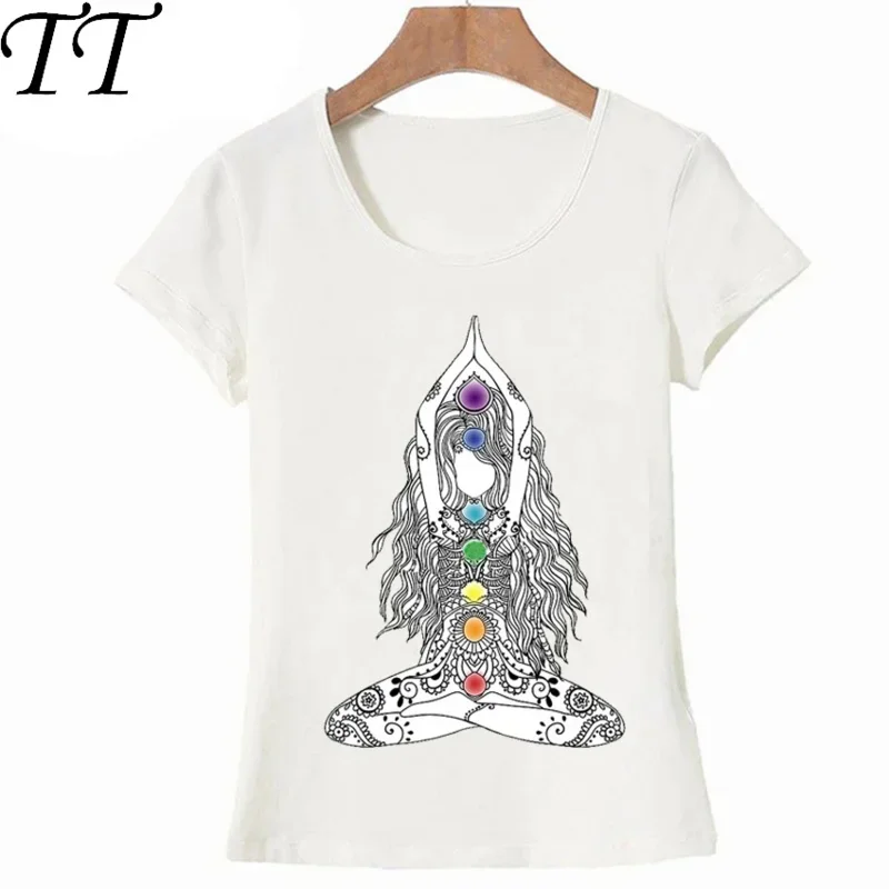 Women's Zen Chakras and Meditation T-Shirt, Casual Tops, Novelty Female Tee, New Fashion, Summer