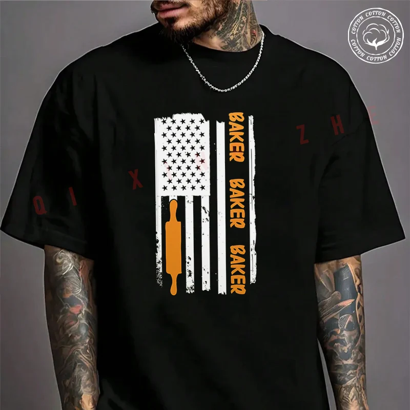 

2026 Men T Shirt Casual Motorcycle Baking Bread Baker Bakery T-shirt Graphic Cotton Motorbike Biker Cafe Racer Chopper Tee