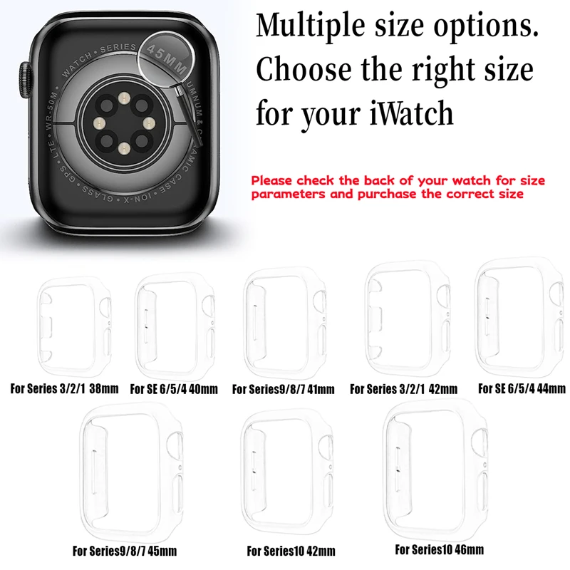 Hülle für Apple Watch 45mm 41mm 40mm 44mm 42mm 46mm Schutzhülle Matt Hartplastik Stoßfänger Rahmen Ohne Glas iWatch 10 SE 9 8 7 6 5 4 – Detail 1