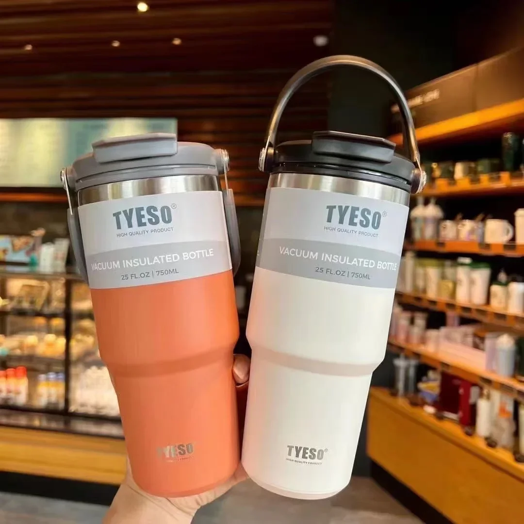 Tyeso Coffee Cup Double-Layer Thermal Water Bottle Insulation And Cold Storage Ice Milk Tea Stainless Steel Double-Drink Car Cup