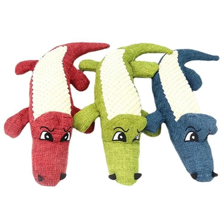 Pet Chew Toys Interactive Cartoon Animal Plush Alligator Shape Dog Sound Toy Gnawing Grinding Teeth Training Supplies