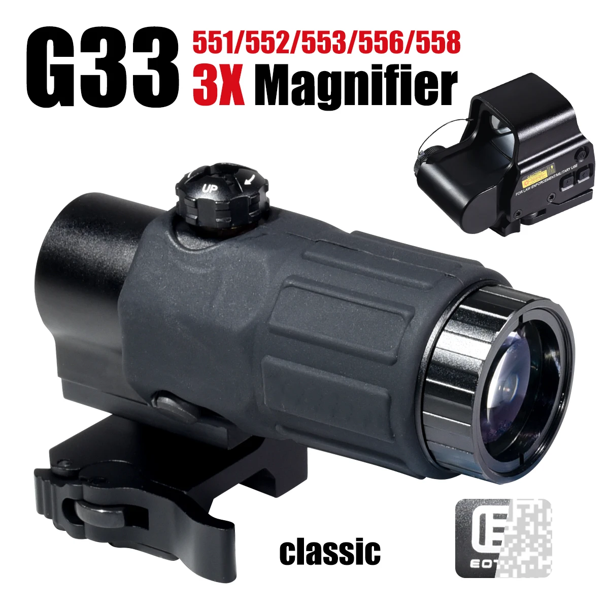 558 Hologram Sight 3X Magnifier Combo with Switch To Side Quick Detachable Scope for Hunting 551 552 553 556 Red Dot Sight