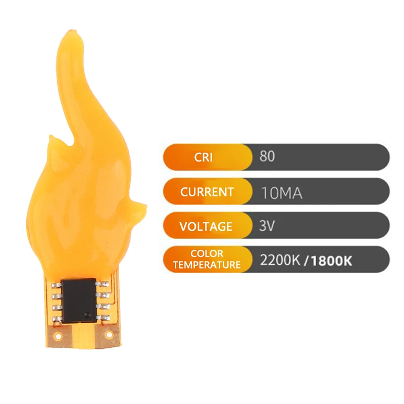 LED Cob Flash Candles, Diodo Luz Decoração, Filamento Flexível, Acessórios Bulbo, Diodo Light Parts, 3V, 2200K, 1800K