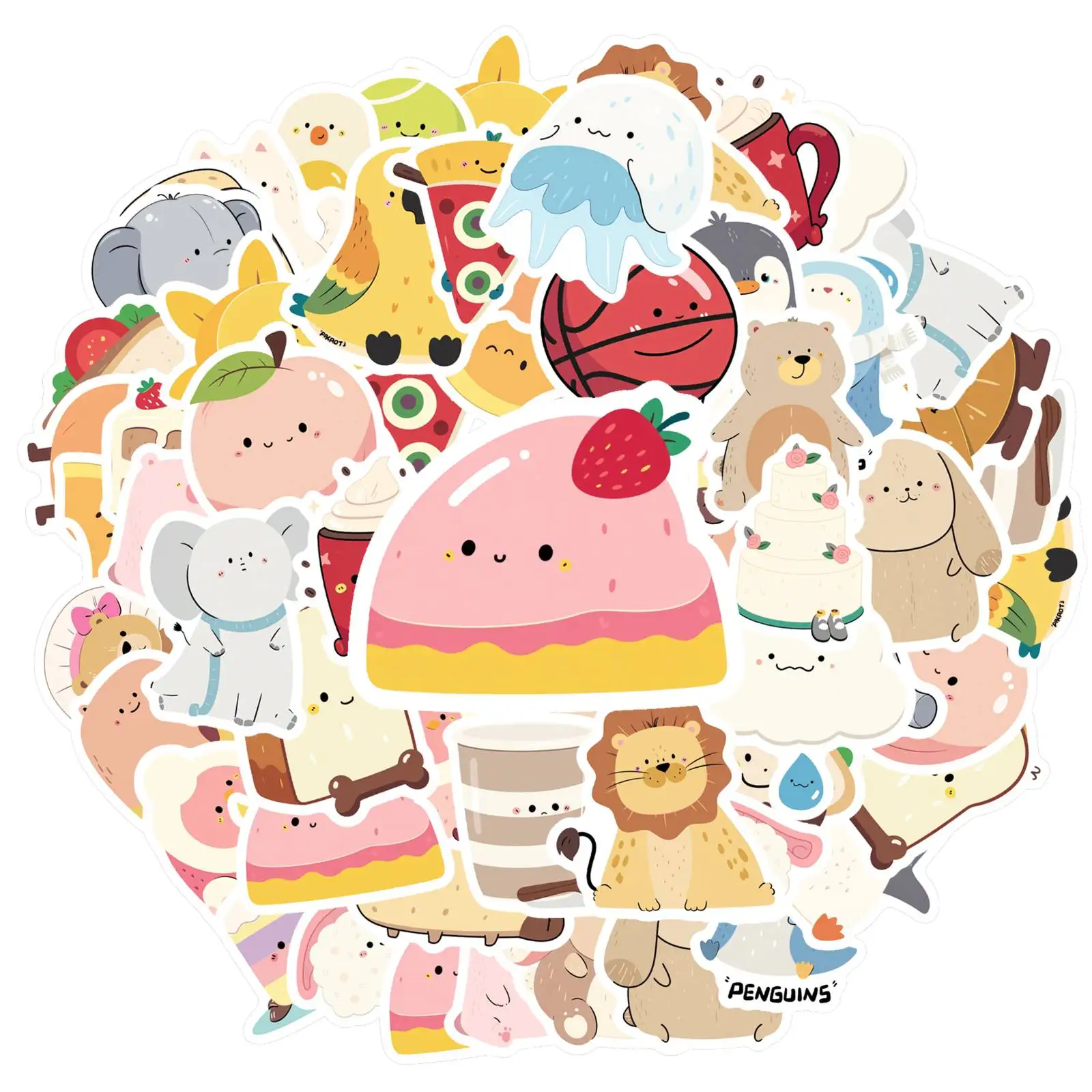 

35pcs-50pcs Playful Food Stickers Cute Cute Creatures Stationery Stickers DIY Stickers For Laptop Motorcycle Luggage Phone