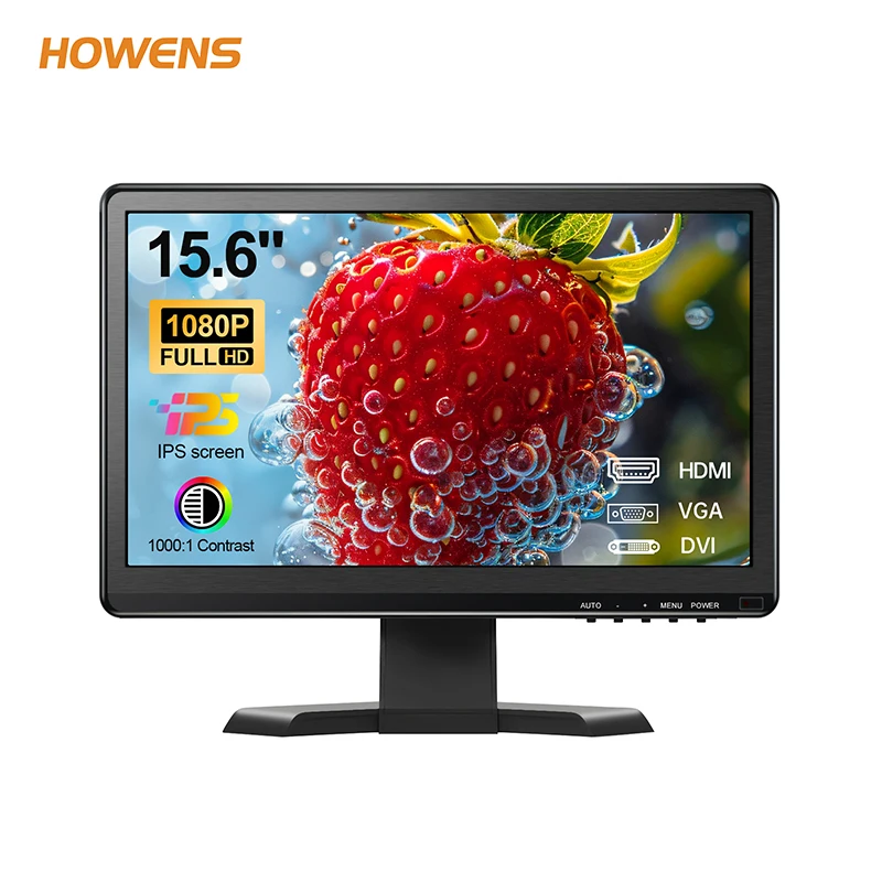 

15.6 Inch Full HD 1080P Industrial IPS Monitor HDMI VGA DVI 178° Wide View 300cd/m 75x75 VESA Mount Desktop CCTV Security Gaming