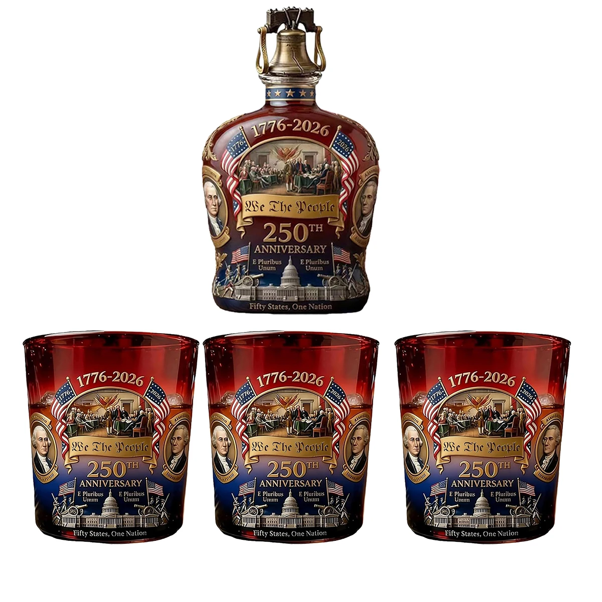 250 Anniversary USA Ornament, 250th Anniversary Commemorative Whiskey Bottle, Drink Party Personal Reserve Patriotic Decoration