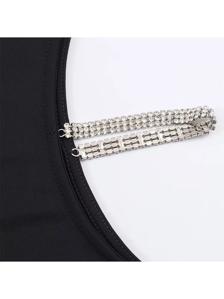 TFMLN Summer New Women Fashion Maxi Dress Hollow Out Beading Decoation Dress Vintage Half High Collar Chic Party Dresses