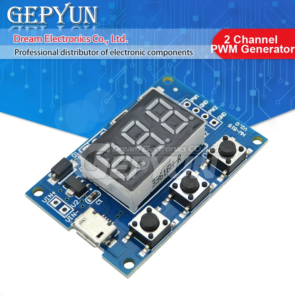 2 Channel PWM Generator adjustable Duty Cycle Pulse Frequency Module