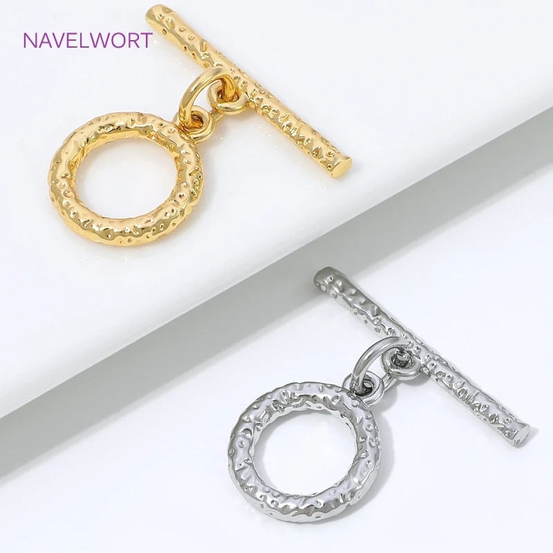Fermoirs connecteurs en laiton pour la fabrication de bijoux, fermoir à bascule texturé plaqué or 18 carats, attache pour bracelet, accessoires de bijouterie