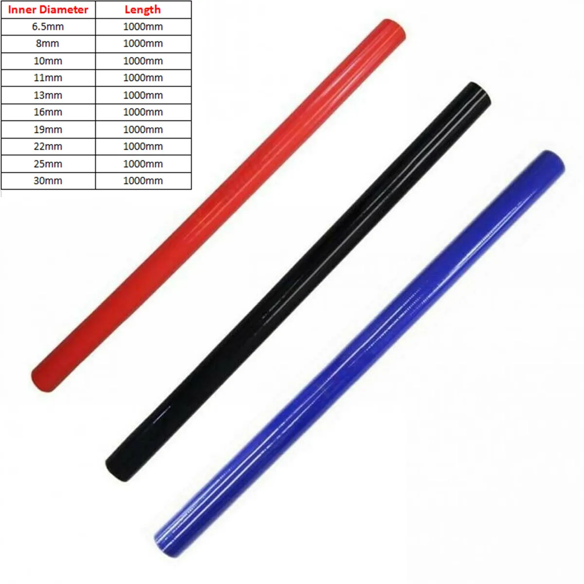 1 Meter Length Straight General Silicone Coolant Pipe Tube Hose ID 6.5mm 8mm 10mm 11mm 13mm 16mm 19mm 22mm 25mm 30mm