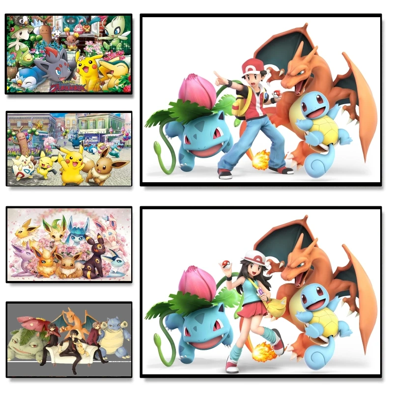 Print on Canvas Pokemon Canvas Printing Children Gifts High Quality Cartoon Character Picture Modular Painting Wall Decoration
