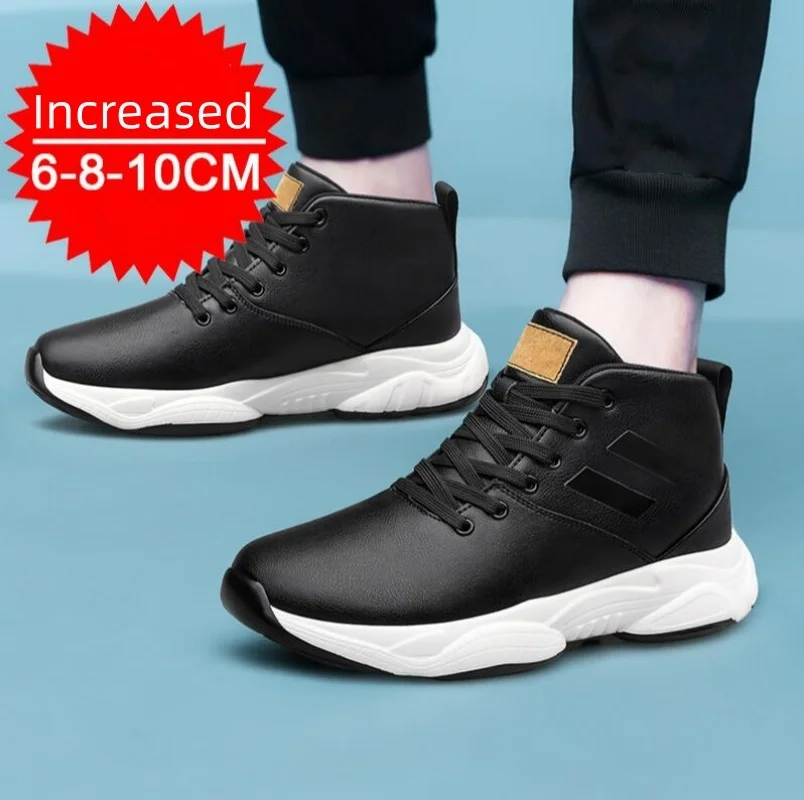 Herren-Sneaker aus echtem Leder mit integrierter Erhöhung, 8 cm hohe Einlegesohlen, versteckter Absatz, sportliche Wirkung_voghion.com