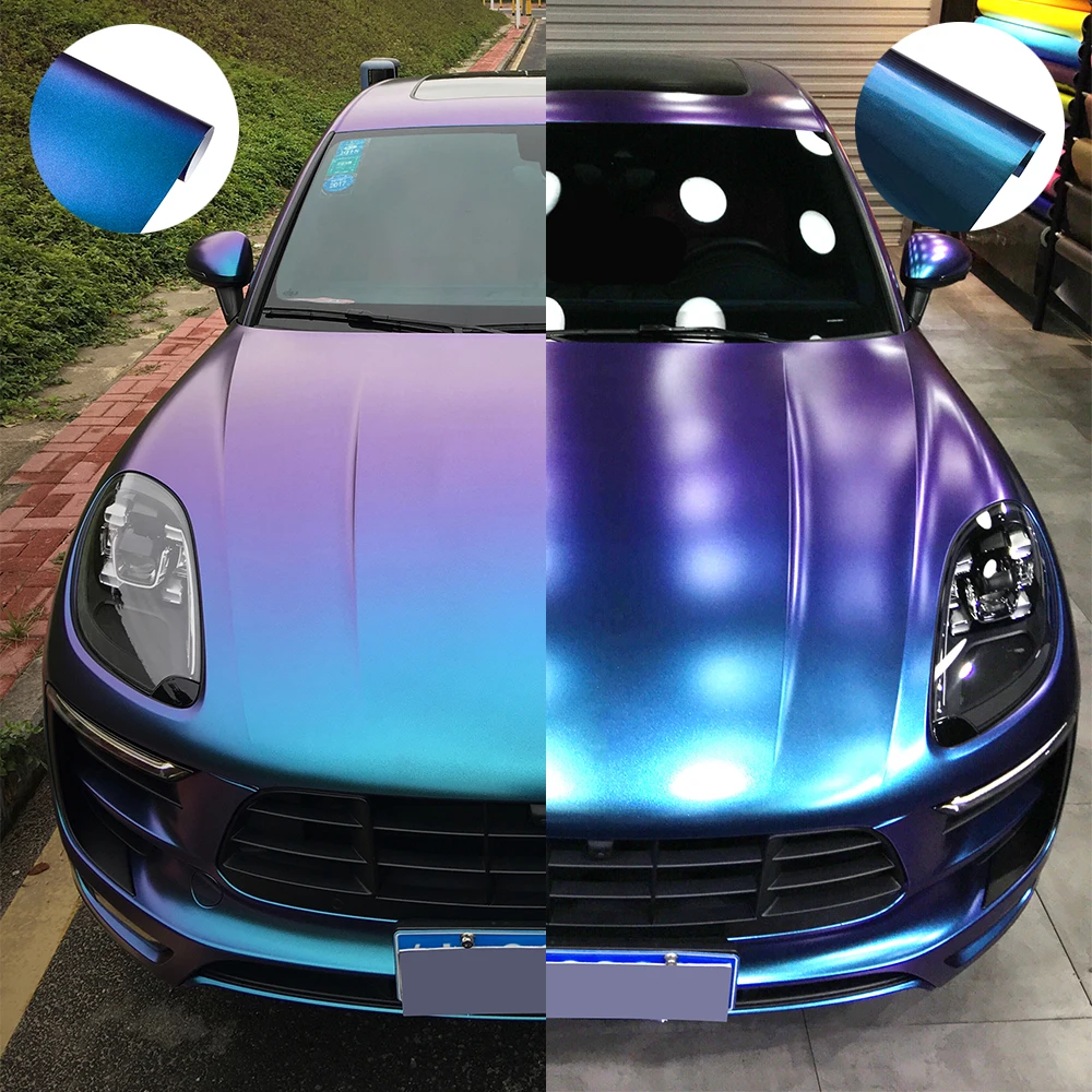 Matte&Glossy Blue to Purple Car Whole Body Wrap Vinyl Film Auto Sticker PVC Decal Protective Paper Cover DIY Tuning Accessories