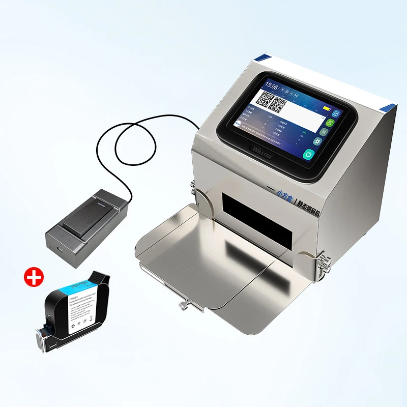 Impresora de inyección de tinta, máquina de codificación automática estática inteligente, fecha de producción, número de lote, línea de montaje pequeña de alimentos, embalaje inteligente