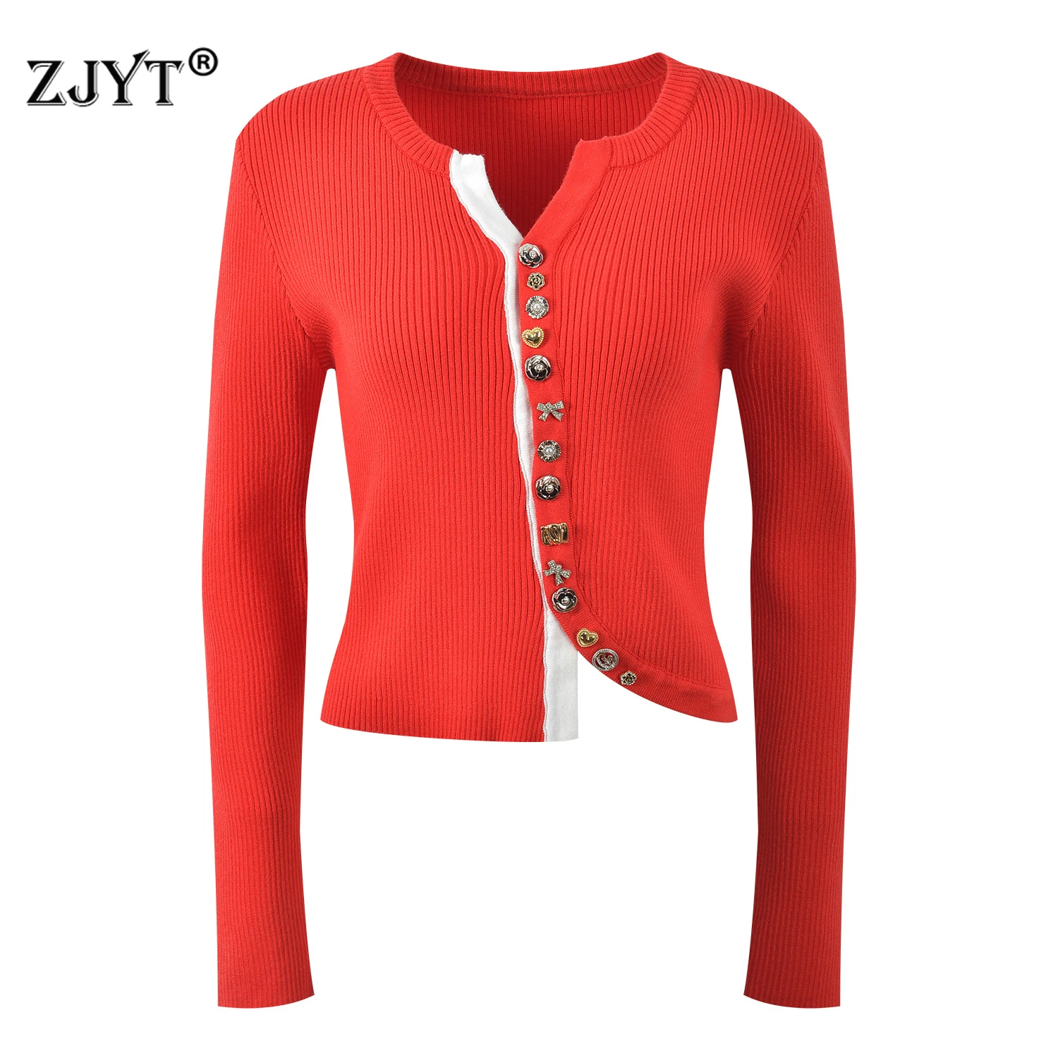 

ZJYT весенние модные женские вязаные свитера нестандартной формы, кардиганы, топы с длинными рукавами, элегантные базовые трикотажные изделия, Джерси Mujer