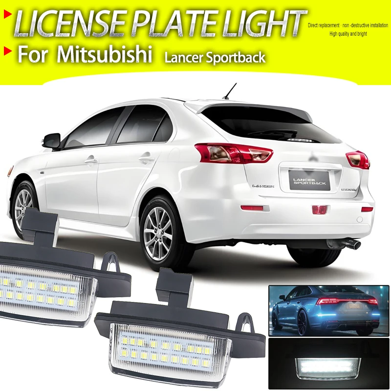 2PCS 12V Canbus LED Car Rear license plate light Number lamp For Mitsubishi Lancer Sportback 2008- Outlander 2006- i-MiEV & Like